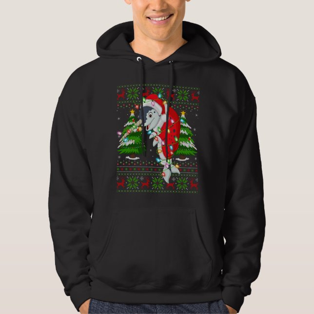 Narwhal Xmas Tree Matching Santa Narwhal Ugly Chri Hoodie (Front)