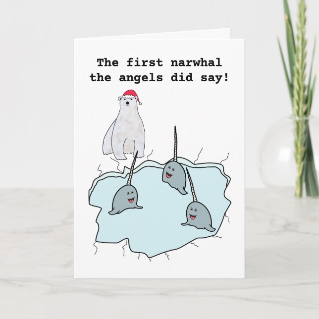 Narwhale jeu de baleine Carte de Noël (Devant)
