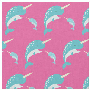 Narwhals Cute Cartoon Kids Pink Girls Fabric