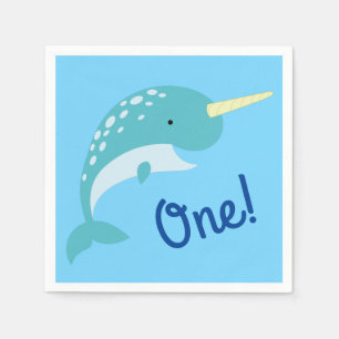 Narwhals Ocean Cute 1st Birthday Party Theme Napkin
