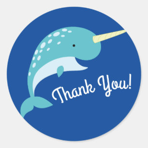 Narwhals Ocean Kid's Birthday Party Classic Round Sticker