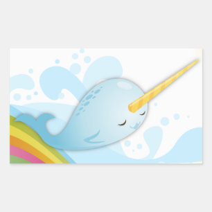 Narwhals Swim on Rainbows Sticker