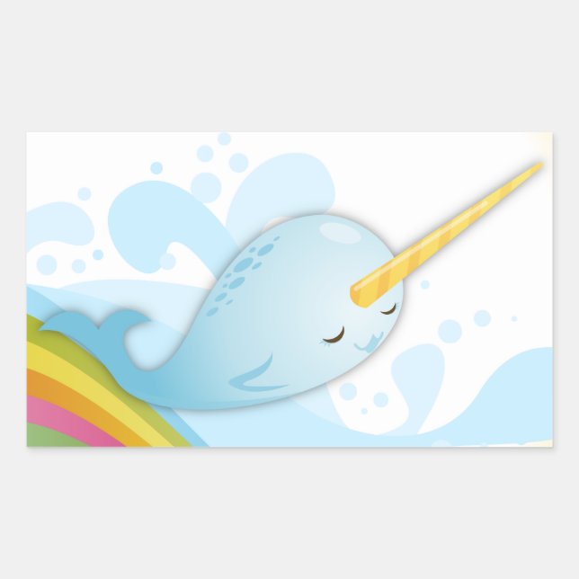 Narwhals Swim on Rainbows Sticker (Front)