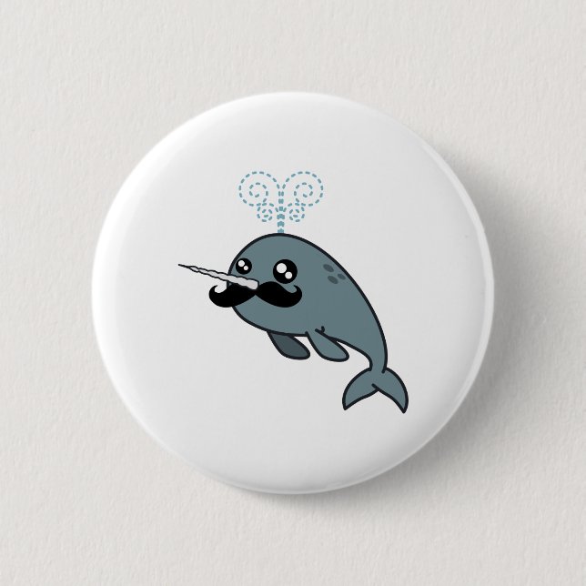 Narwhalstache 2 Inch Round Button (Front)