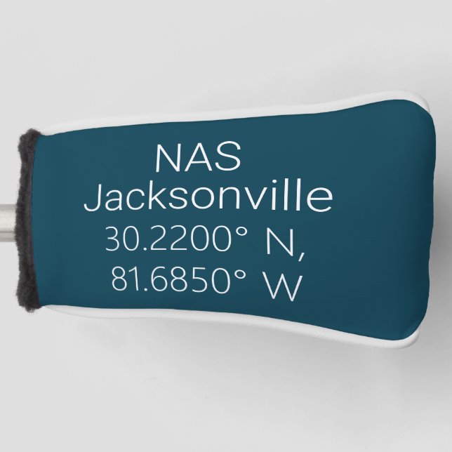 NAS Jacksonville Latitude Longitude  Golf Head Cover (Front)