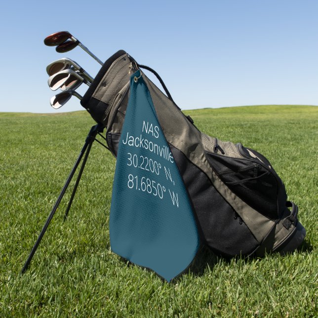 NAS Jacksonville Latitude Longitude  Golf Towel (Green)