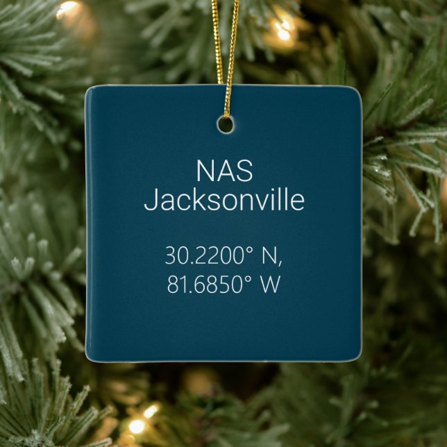 NAS Jacksonville Latitude Longitude Personalized Ceramic Ornament (Tree)