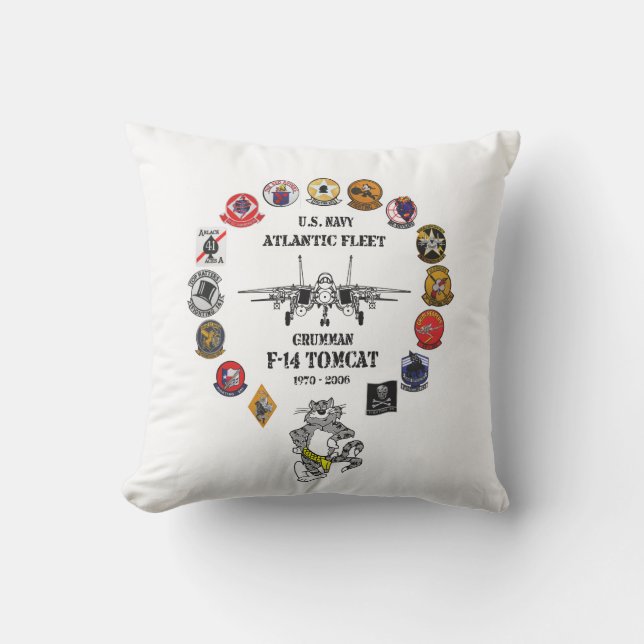NAS Oceana - F-14 Tomcat  -  VF-11 Red Rippers Throw Pillow (Front)