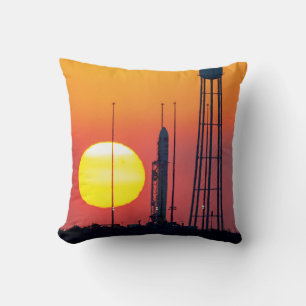 NASA Antares Rocket Sunrise Launch Throw Pillow