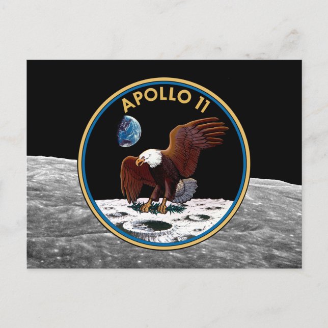 NASA Apollo 11 Moon Landing Lunar Patch Insignia Postcard (Front)