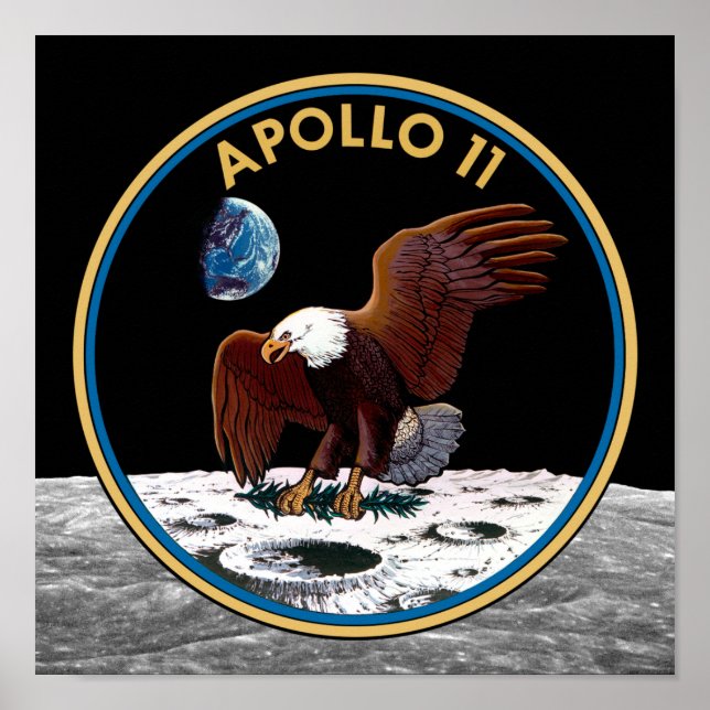 NASA Apollo 11 Moon Landing Lunar Patch Insignia Poster (Front)
