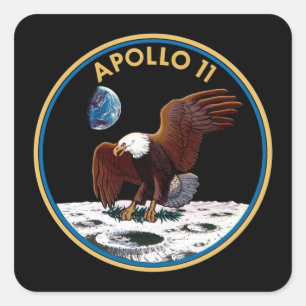 NASA Apollo 11 Moon Landing Lunar Patch Insignia Square Sticker