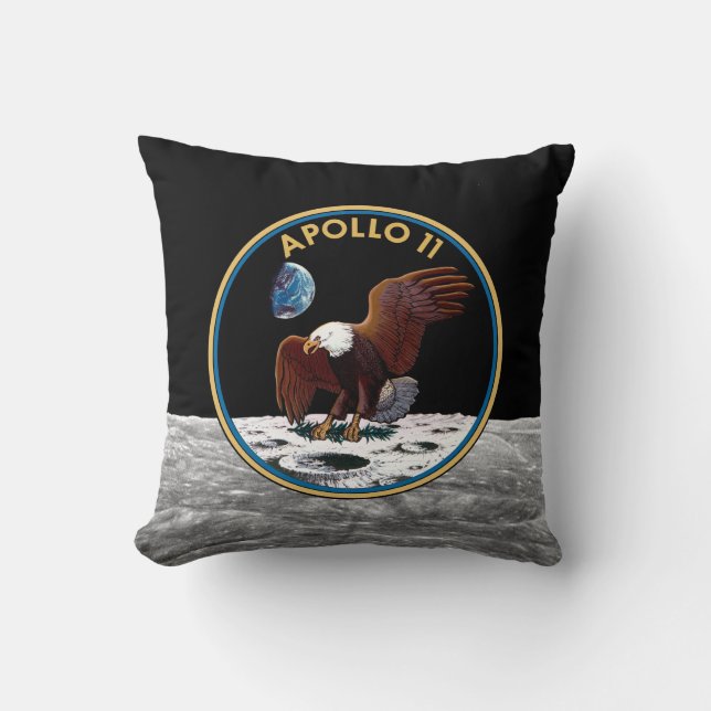 NASA Apollo 11 Moon Landing Lunar Patch Insignia Throw Pillow (Front)