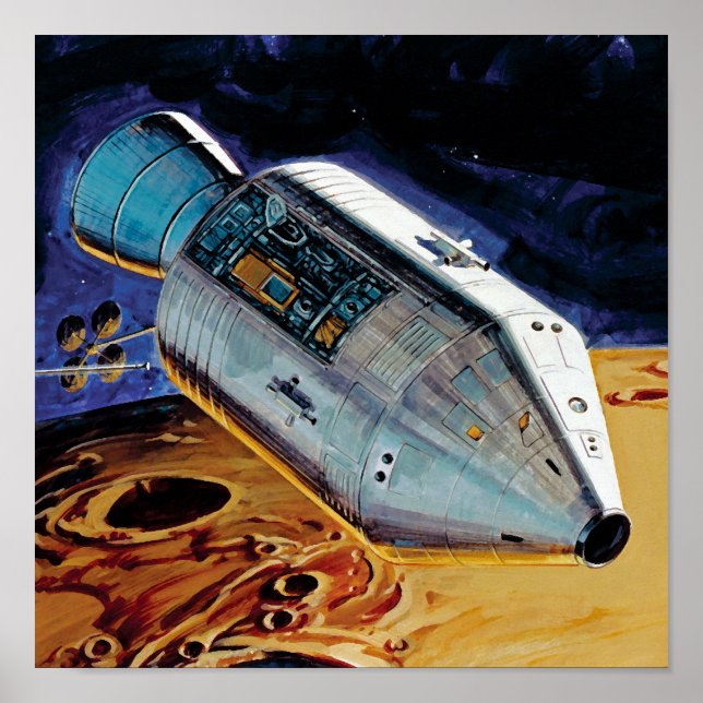 NASA Apollo 15 Subsatellite Lunar Orbit Artwork Poster (Front)