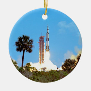 NASA Apollo 16 Saturn V Rocket Launch Ceramic Ornament