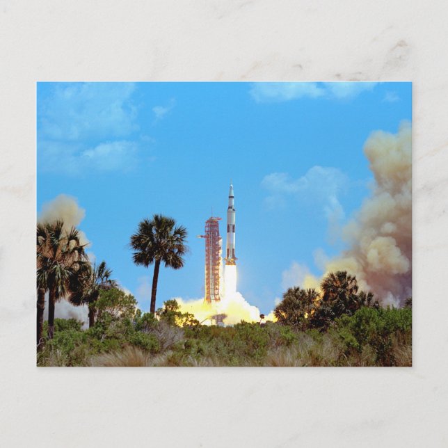 NASA Apollo 16 Saturn V Rocket Launch Postcard (Front)