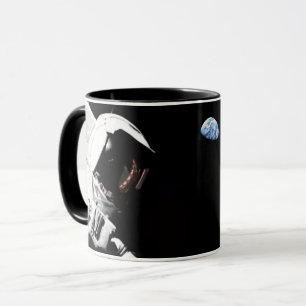 NASA Apollo 17 Astronaut Flag Earth Moon Photo Mug