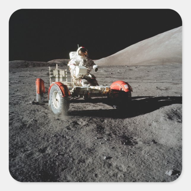 NASA Apollo 17 Lunar Roving Vehicle, 1972 Square Sticker (Front)