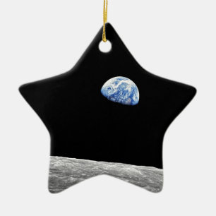 NASA Apollo 8 Earthrise Moon Lunar Orbit Photo Ceramic Ornament