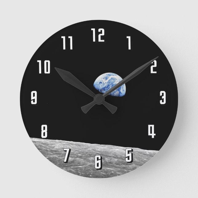 NASA Apollo 8 Earthrise Moon Lunar Orbit Photo Round Clock (Front)