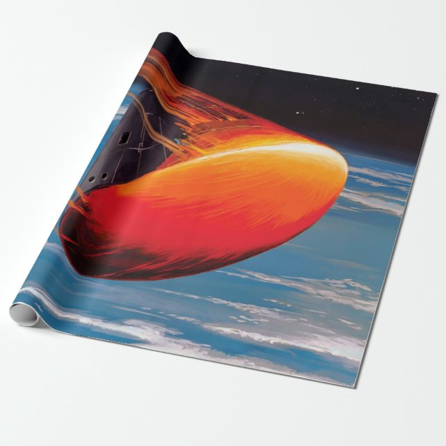 NASA Apollo Command Module Space Capsule Artwork Wrapping Paper (Unrolled)