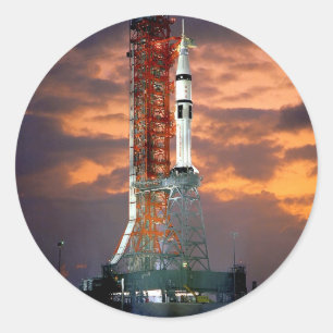 NASA Apollo Soyuz Launch Vehicle Sunrise Launchpad Classic Round Sticker