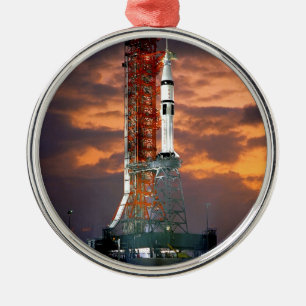 NASA Apollo Soyuz Launch Vehicle Sunrise Launchpad Metal Ornament