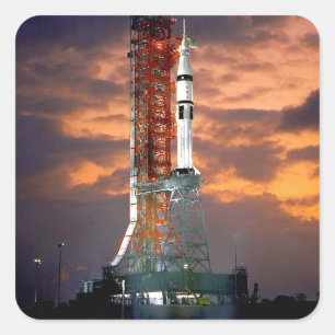 NASA Apollo Soyuz Launch Vehicle Sunrise Launchpad Square Sticker