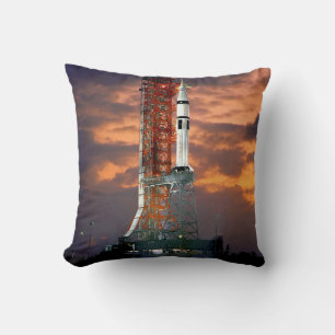 NASA Apollo Soyuz Launch Vehicle Sunrise Launchpad Throw Pillow