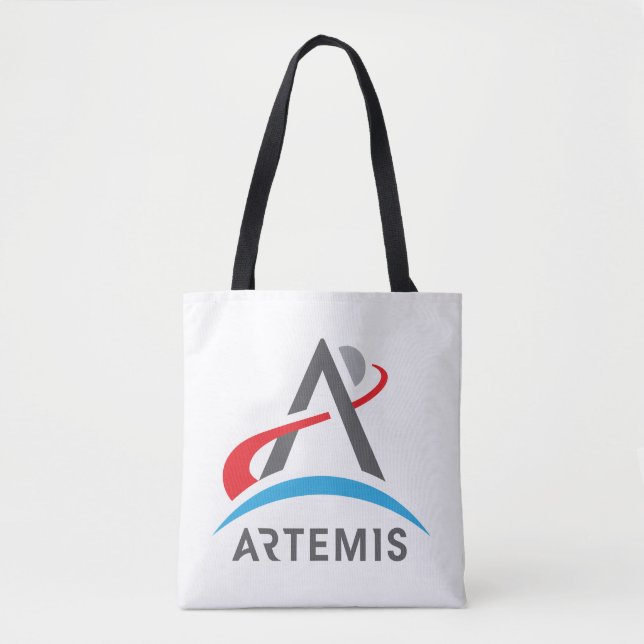 NASA Artemis Logo Rocket White Tote Bag (Front)