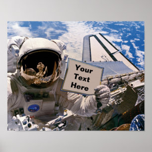 NASA Astronaut Holding Sign - Add Custom Text