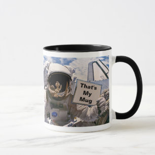 NASA Astronaut Holding Sign - Add Custom Text Mug
