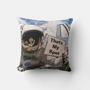 NASA Astronaut Holding Sign - Add Custom Text Throw Pillow