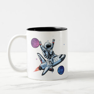 nasa astronauts on space shuttle Two-Tone coffee mug
