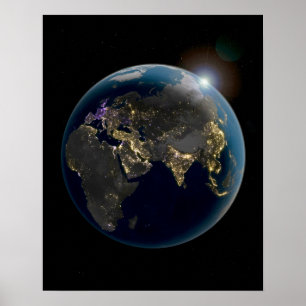 NASA Eastern Hemisphere Gold and Purple Earth Poster