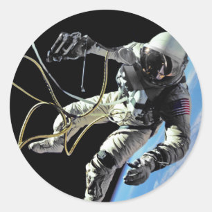 NASA First American Astronaut Spacewalk Photo Classic Round Sticker