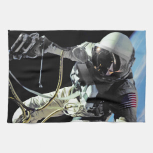 NASA First American Astronaut Spacewalk Photo Kitchen Towel