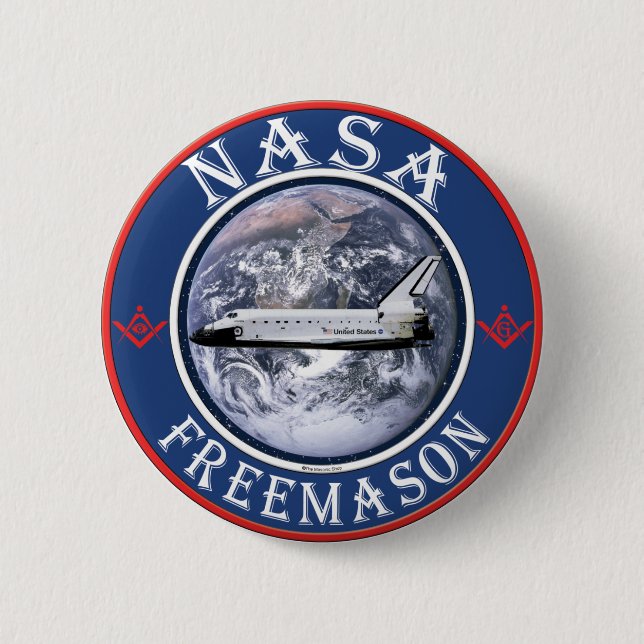 NASA  Freemason 2 Inch Round Button (Front)