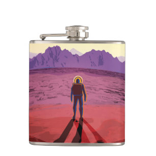 NASA Future Travel Poster - Relax on Kepler 16b Hip Flask