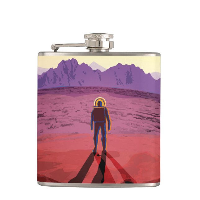 NASA Future Travel Poster - Relax on Kepler 16b Hip Flask (Front)