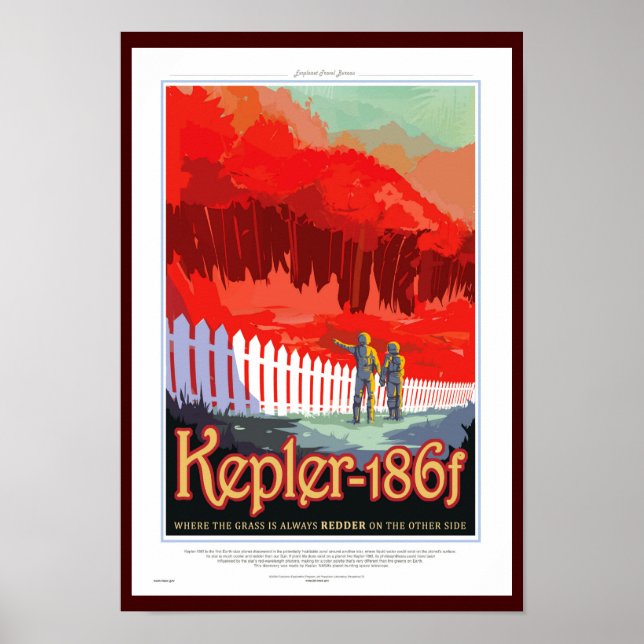 NASA Future Travel Sci Fi Poster - Kepler 186f (Front)