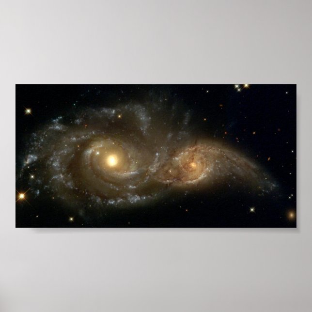 NASA Grazing Encounter Between Two Spiral Galaxies Poster (Front)