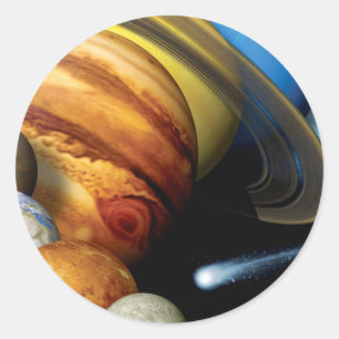 NASA JPL Solar System Planets Montage Space Photos Classic Round Sticker
