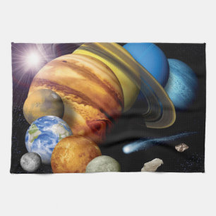 NASA JPL Solar System Planets Montage Space Photos Kitchen Towel