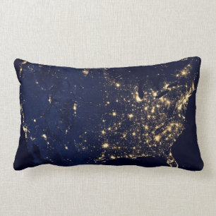 Nasa Lights from Space USA Lumbar Pillow