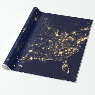 Nasa Lights from Space USA Wrapping Paper