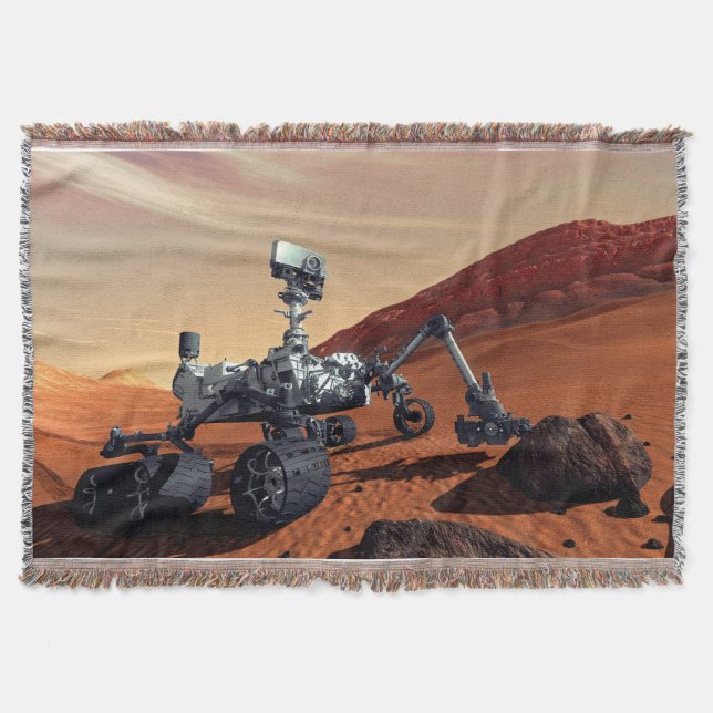 NASA Mars Curiosity Rover Artist Concept Throw Blanket (Front)