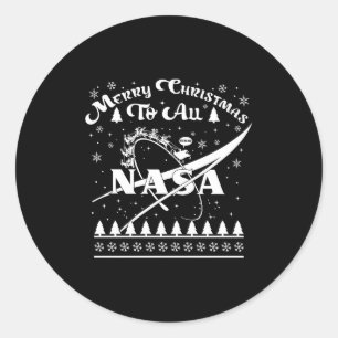 Nasa Merry Christmas To All Ugly Sweater Logo With Classic Round Sticker