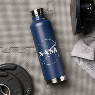 NASA One-Colour Logo Night Sky Blue Insulated Water Bottle