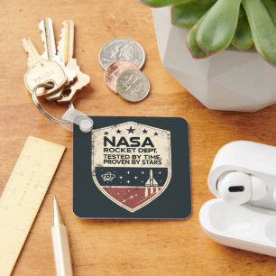 NASA Rocket Dept Tested by Time Proven by Stars Keychain